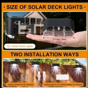 Black Solar-Powered LED Step Lights - Pack of 32